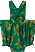 The Animals Observatory Baby Green Flowers Meerkat Romper