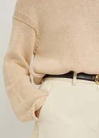 Another Tomorrow Draped Ribbed Cotton-knit Jumper Beige