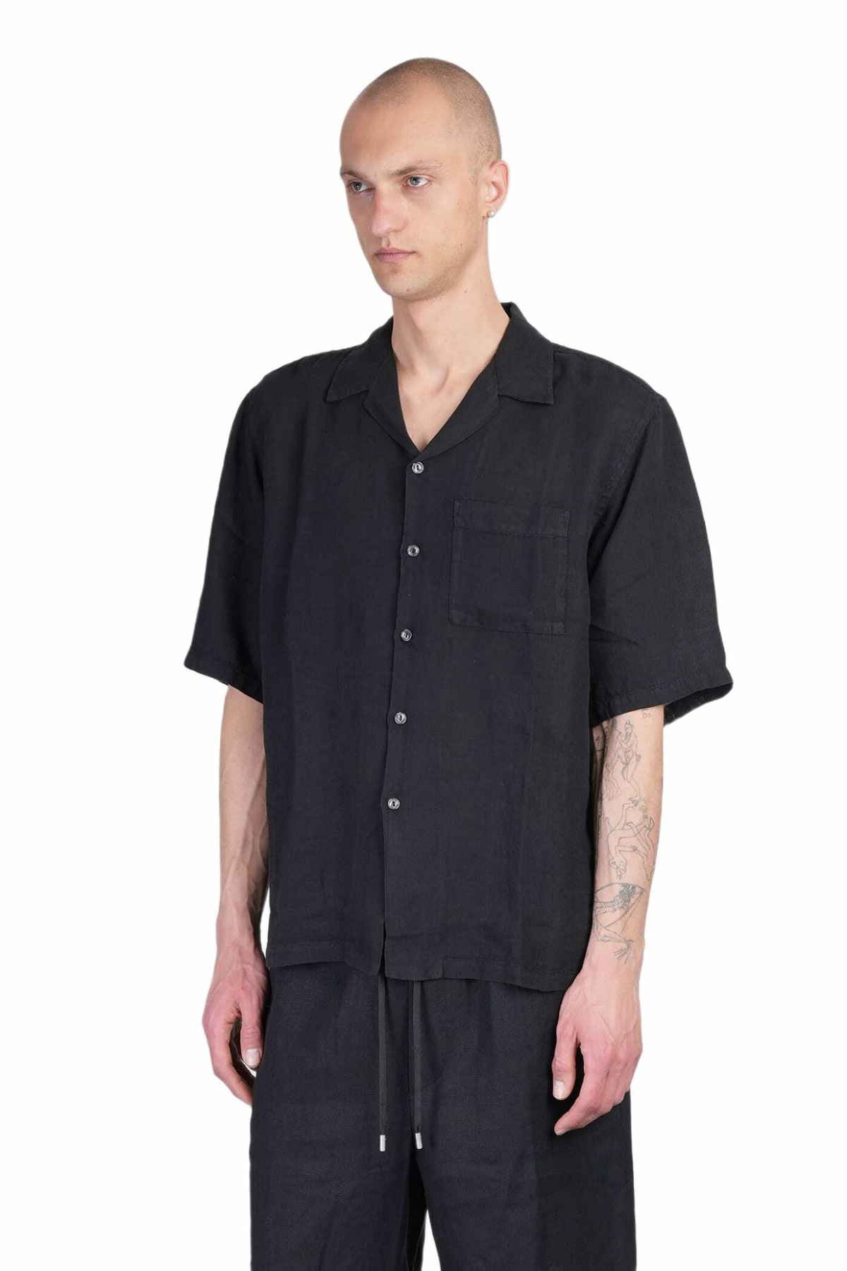 120% Lino Shirt In Black Linen