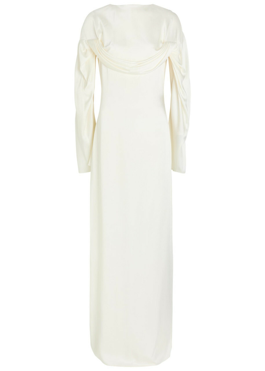 Stella Mccartney Draped Cape-effect Satin-crepe Gown Cream