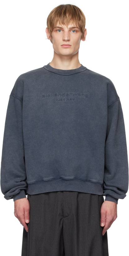 Photo: Alexander Wang Gray Embossed Logo Sweatshirt