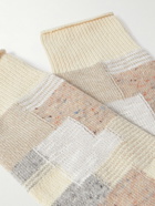 Anonymous Ism - Patchwork Jacquard-Knit Cotton-Blend Socks - Neutrals