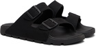 BOSS Black Twin-Strap Branded Buckle Slides