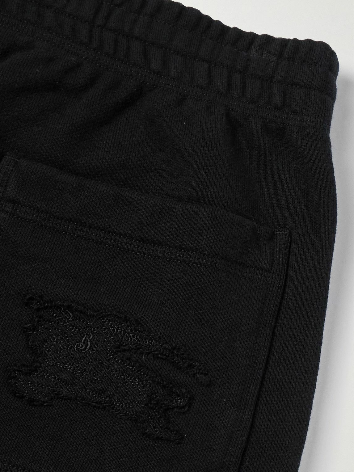 Burberry - Tapered Logo-Appliquéd Cotton-Jersey Sweatpants - Black