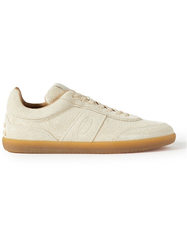 Photo: Tod's - Logo-Debossed Leather-Trimmed Suede Sneakers - Neutrals