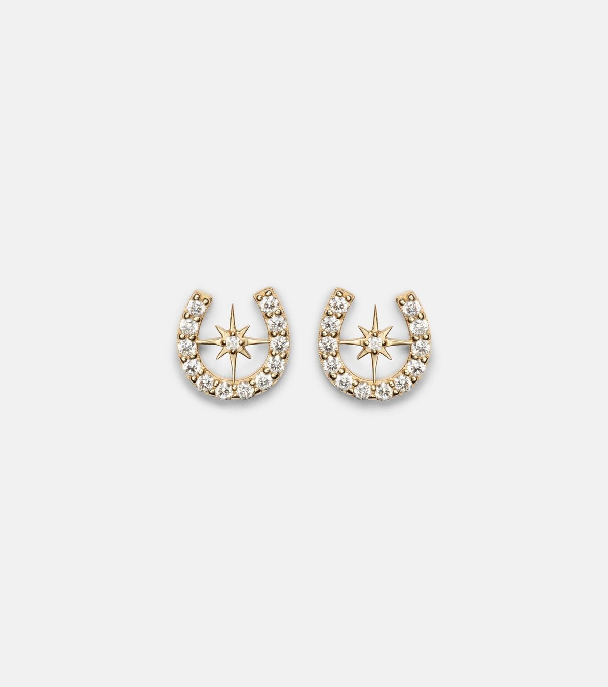 Sydney Evan Horseshoe Starburst 14kt gold (585/1000) stud earrings with diamonds