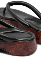 Gia Borghini Hazel Wood-effect Leather Flip Flops Black