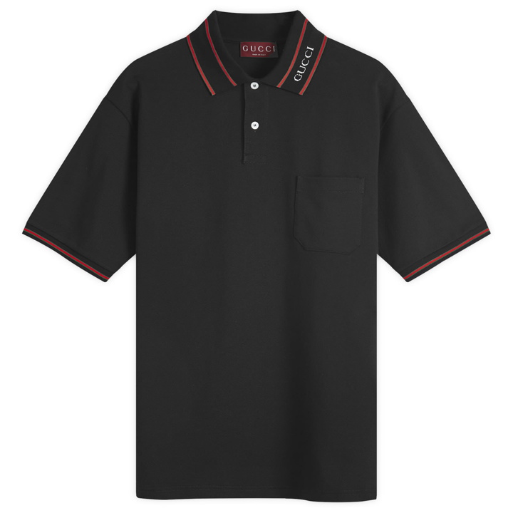 Photo: Gucci Men's Logo Collar Polo in Black