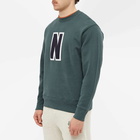 Norse Projects Men's Arne Varsity N Crew Sweat in Varsity Green