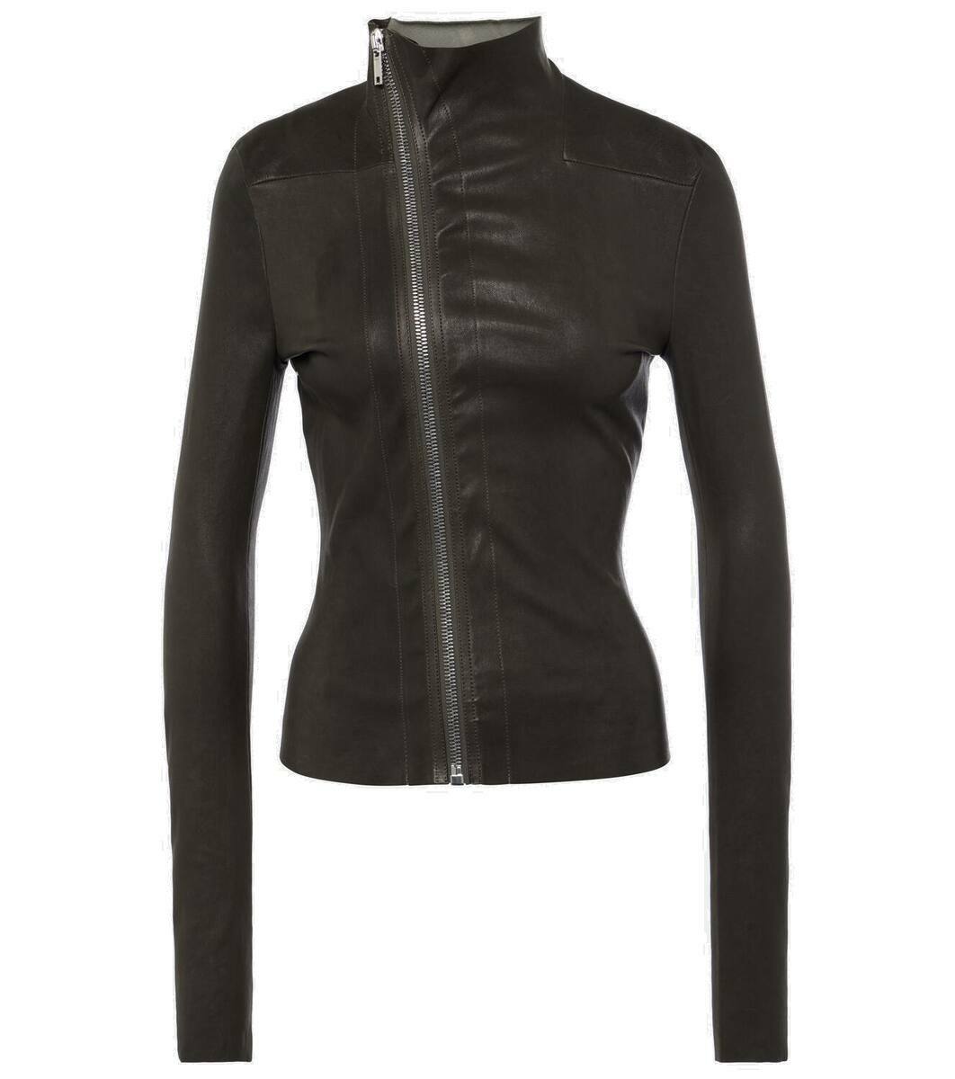 【送料&関税込】Rick Owens gary Crop Biker Jacket Rick Owens Gary leather and cotton jacket Rick Owens