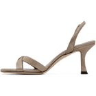 Jimmy Choo Taupe Elsy 70 Shimmer Suede Heeled Sandals