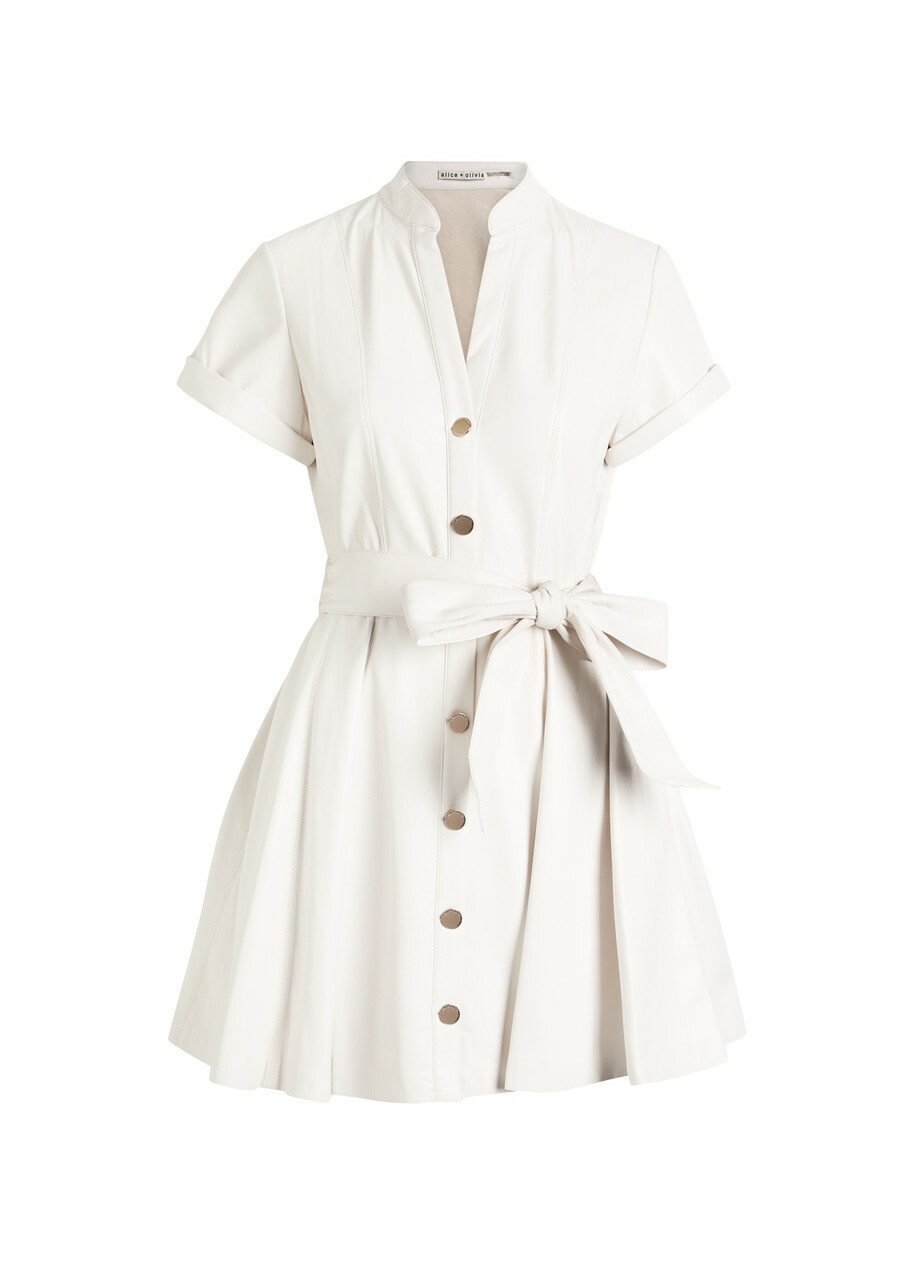 Alice + Olivia Ellis Embellished Tweed Mini Dress Pearl