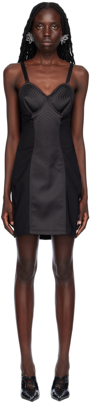 iconic black mini dress Iconic Behavior Crepe Mesh Mini Dress main image 1