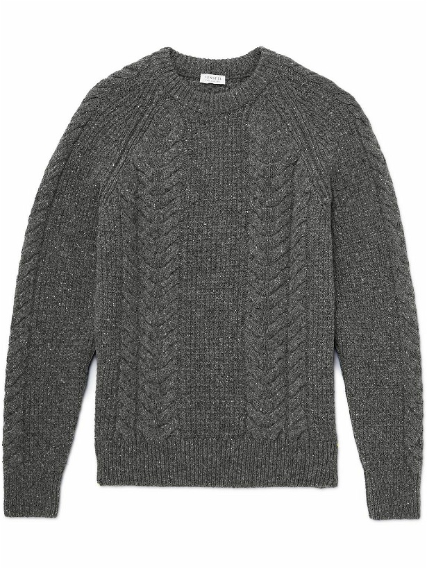 Photo: Sunspel - Cable-Knit Donegal Wool Sweater - Gray
