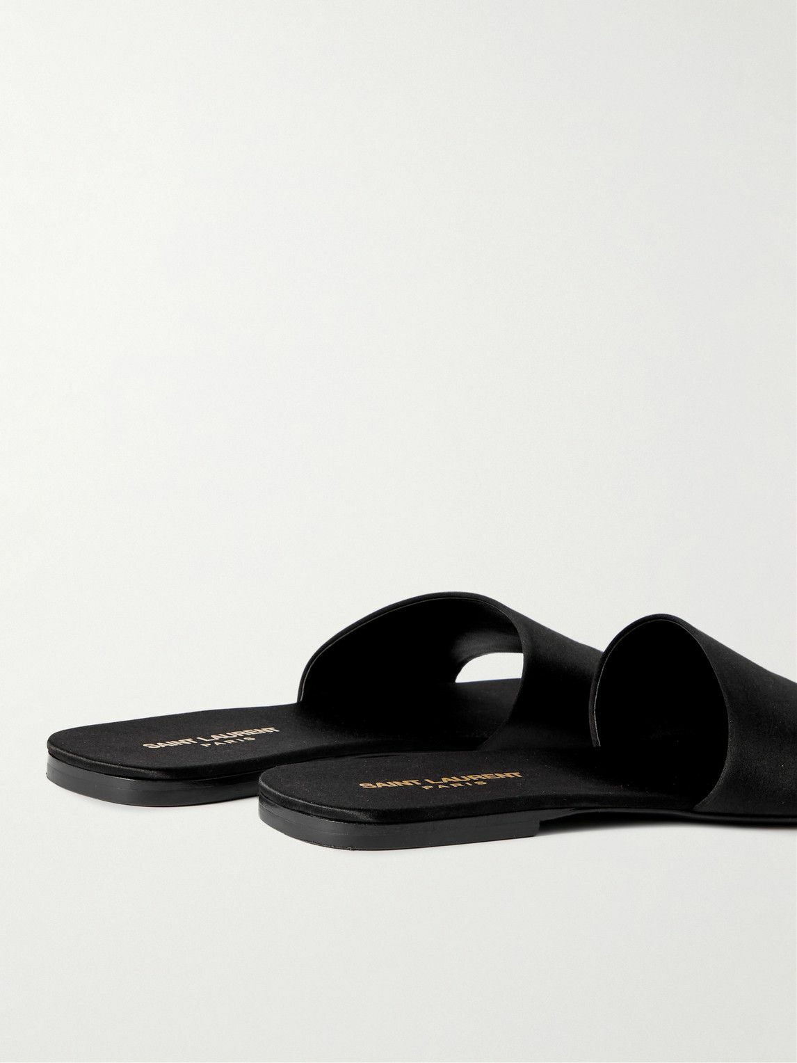 SAINT LAURENT - Satin Slides - Black