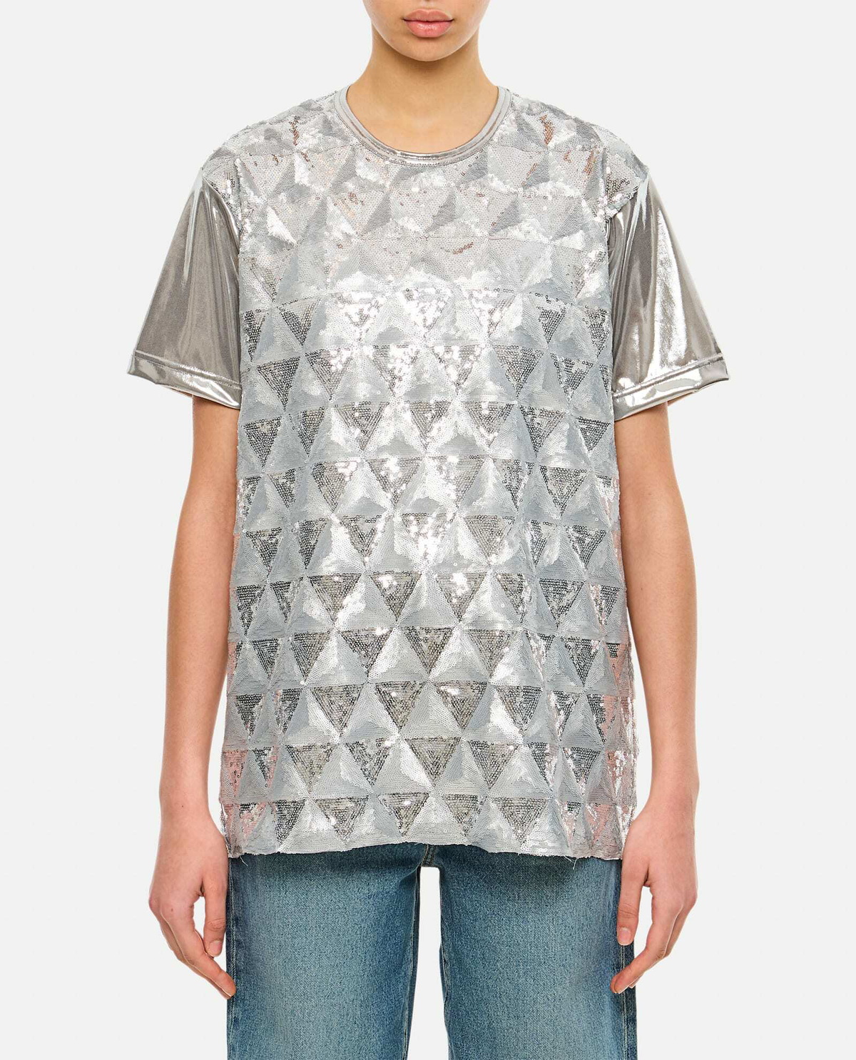junya watanabe 25ss 半袖シルバー箔プリントニット Junya Watanabe T-shirt Junya Watanabe