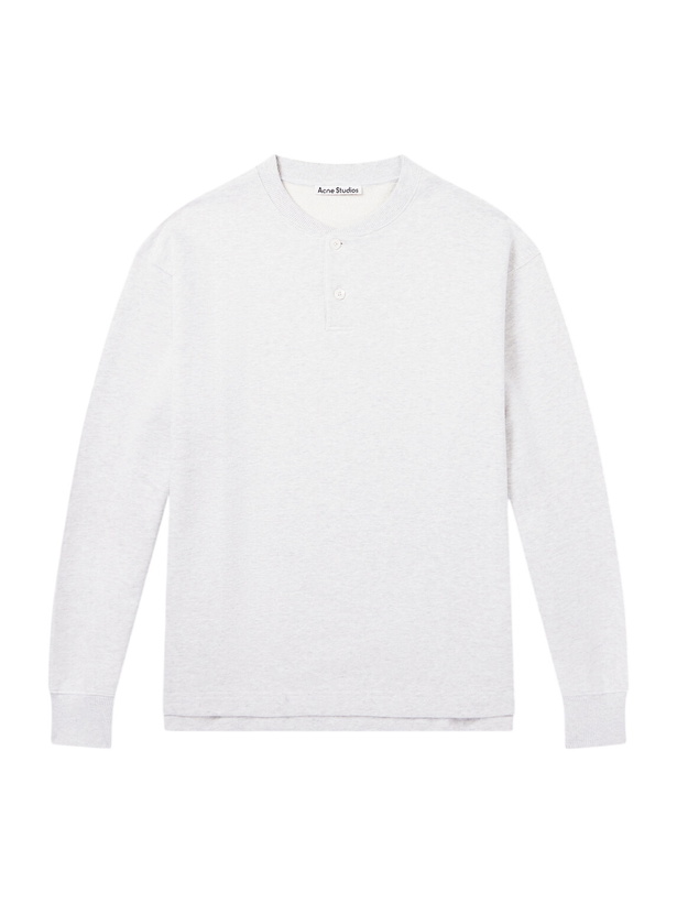 Photo: Acne Studios - Embroidered Organic Cotton-Blend Jersey Henley Sweatshirt - Gray