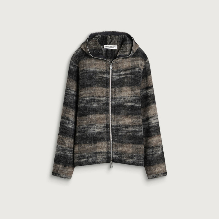 Photo: Our Legacy Men's Woods Check Lofty Wool Full Zip Hood in Night