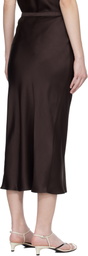 ANINE BING Brown Bar Silk Midi Skirt