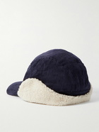 Paul Smith - Shearling-Trimmed Cotton-Corduroy Trapper Hat - Blue