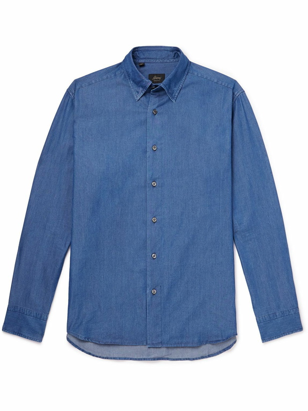 Photo: Brioni - Cotton-Chambray Shirt - Blue