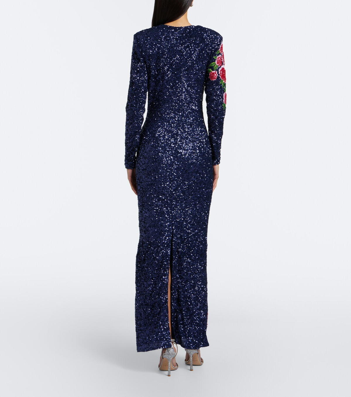 Là Fuori Rose Nocturne embellished gown