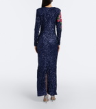 Là Fuori Rose Nocturne embellished gown