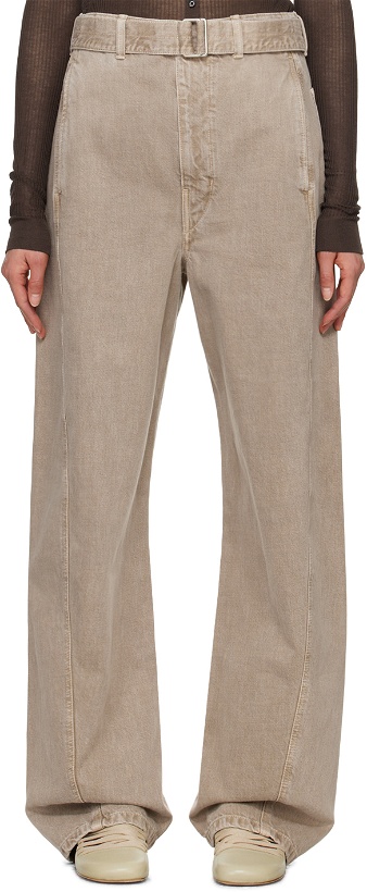 Photo: LEMAIRE Beige Twisted Belted Jeans