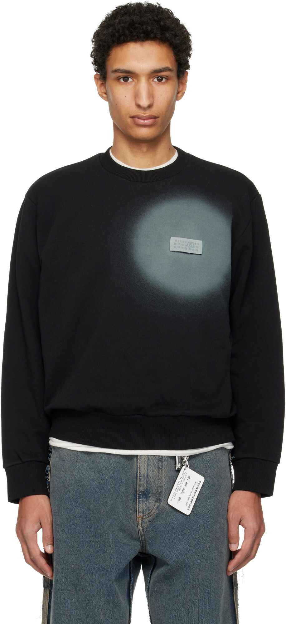 MM6 Maison Margiela Black Spray Print Sweatshirt
