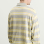 AMI Paris Men's Mercerised Jersey ADC Stripe Polo in Gris Chine/Jaune/Blanc