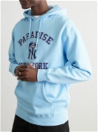 PARADISE - Printed Cotton-Jersey Hoodie - Blue
