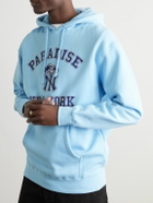 PARADISE - Printed Cotton-Jersey Hoodie - Blue