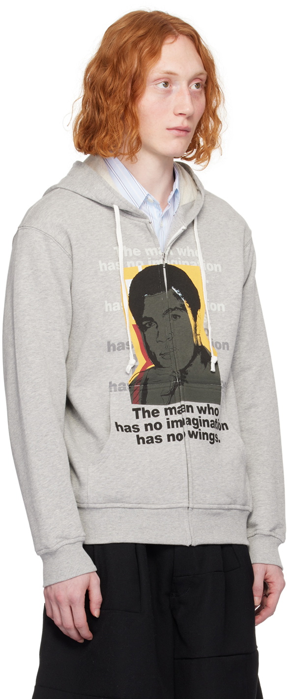 Comme des Garçons Shirt Gray Printed Hoodie
