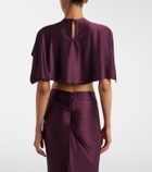 Rabanne Gathered caped satin crop top