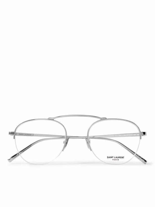 Photo: SAINT LAURENT - Aviator-Style Silver-Tone Optical Glasses
