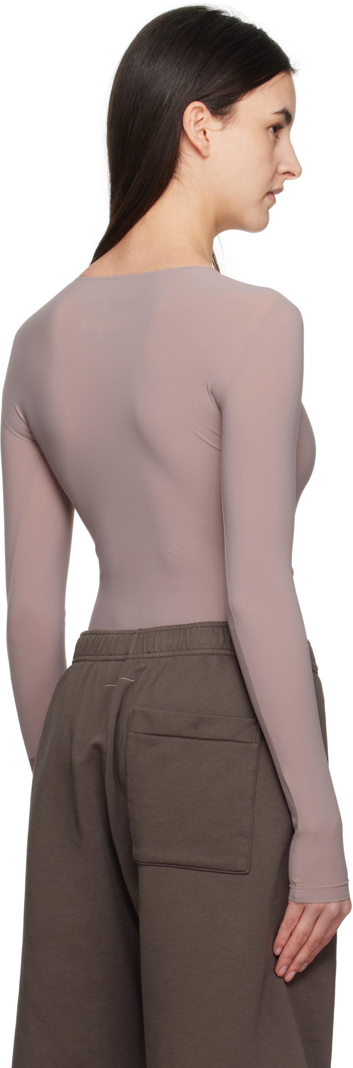 MM6 Maison Margiela Beige Lycra Jersey Bodysuit