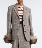 Acne Studios Checked shearling-trimmed wool blazer