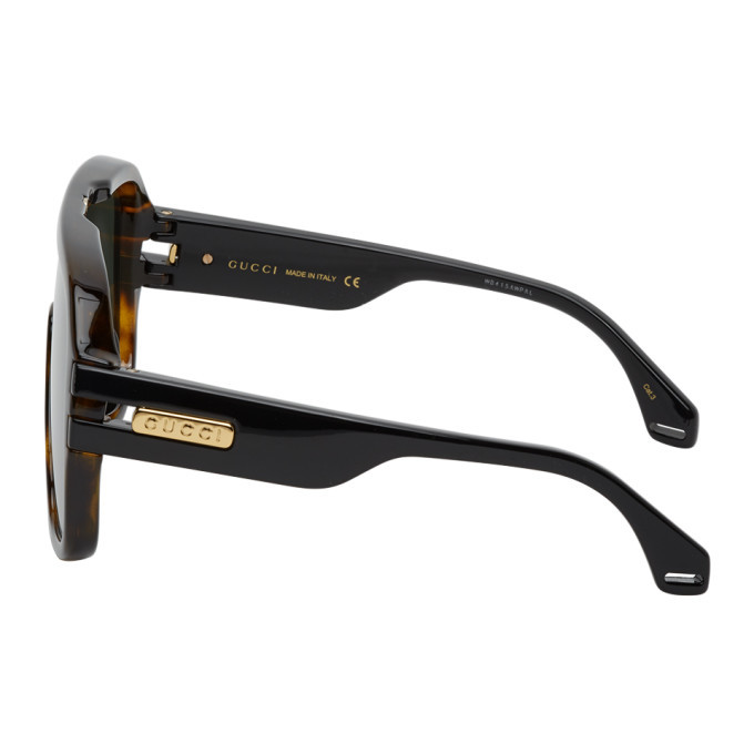 Gucci Tortoiseshell Oversize Mask Sunglasses