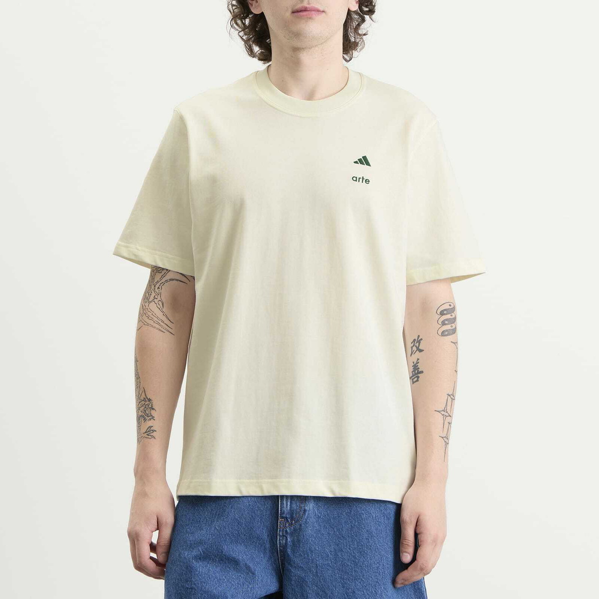 Adidas Men's x Arte T-Shirt in Off White/Amazon Green