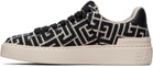 BALMAIN Black & Beige Monogram Jacquard B-Court Sneakers
