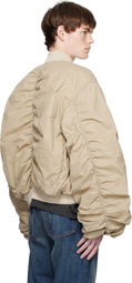 We11done Beige Washed Nylon Bomber Jacket