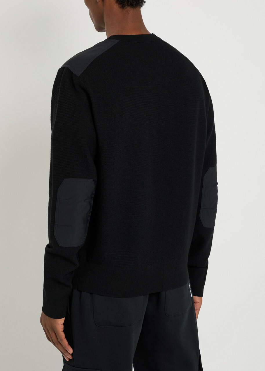 Moose Knuckles Lowan Panelled Knit Sweatshirt Black