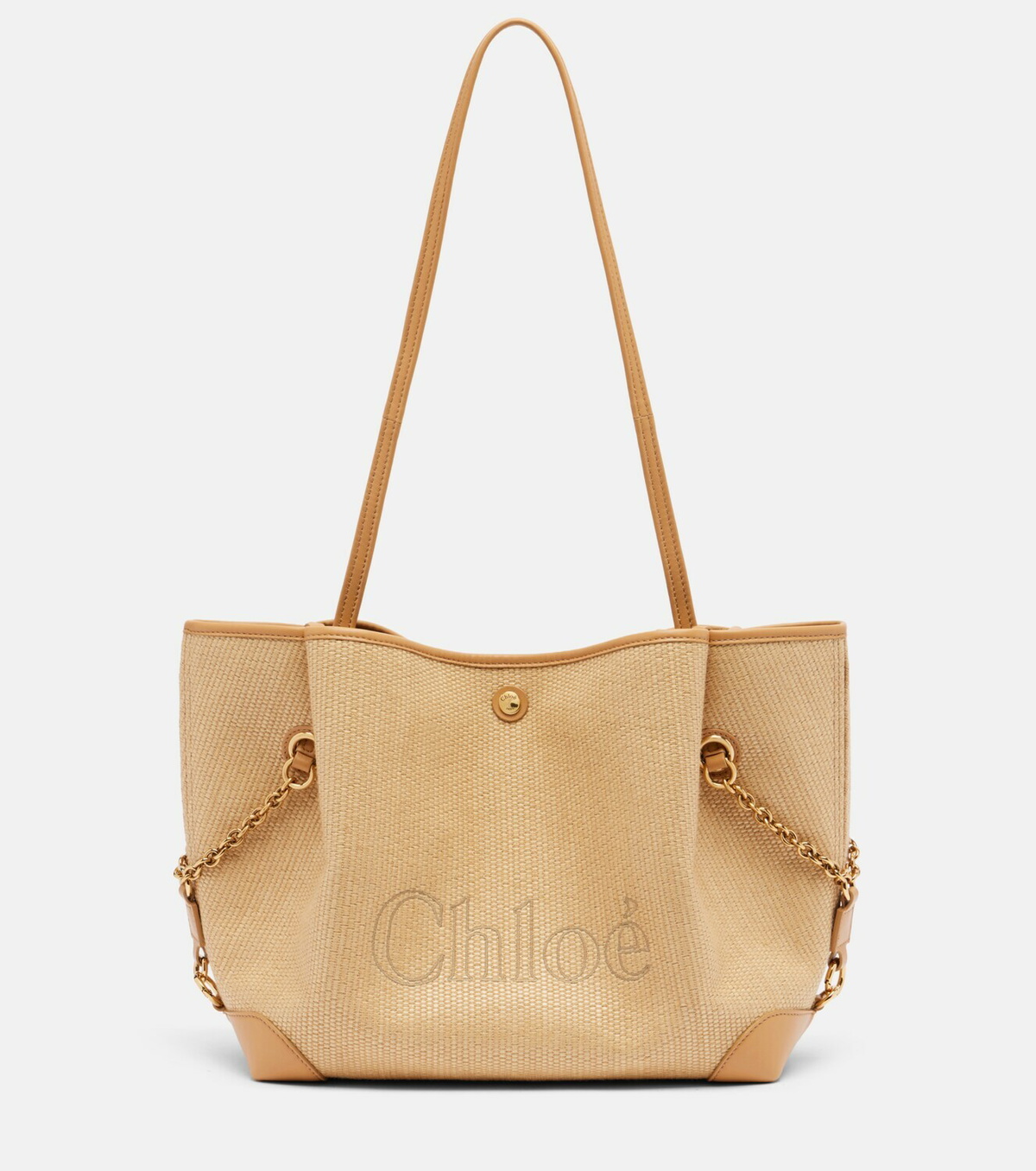 Chloé Medium leather-trimmed canvas tote bag