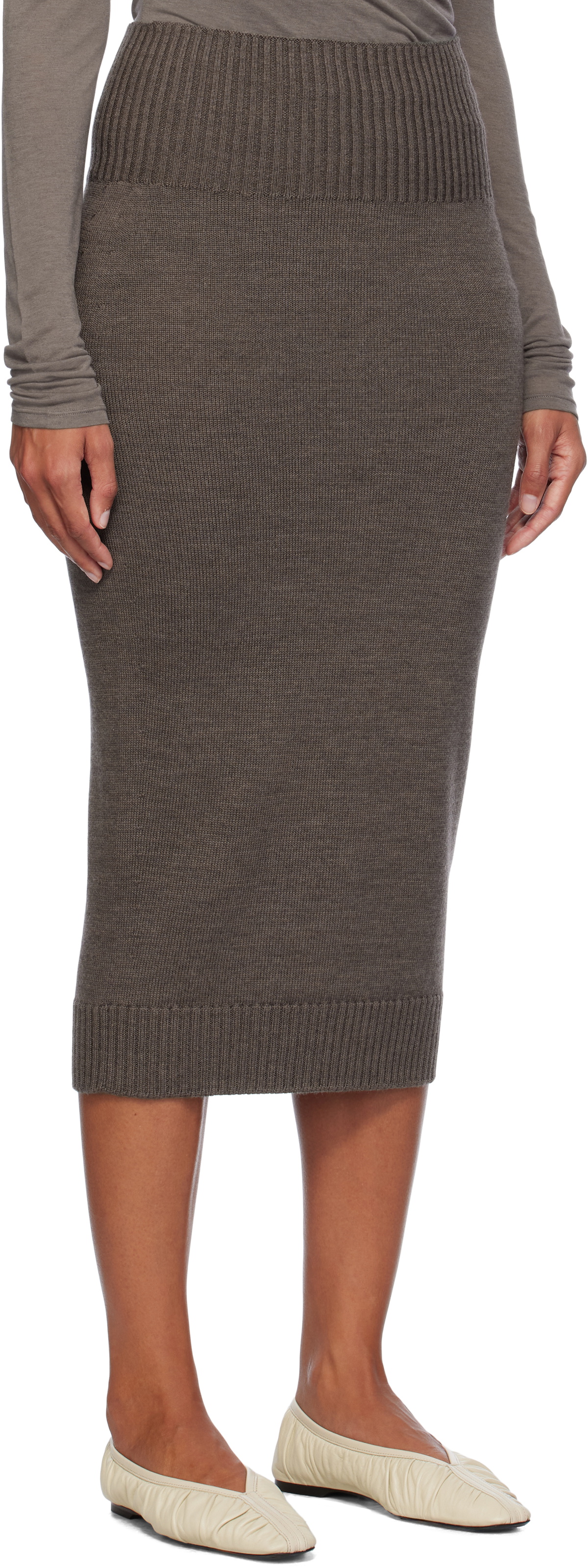 Max Mara Leisure Brown Melk Midi Skirt