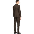 Husbands Brown Linen Single-Breasted Suit
