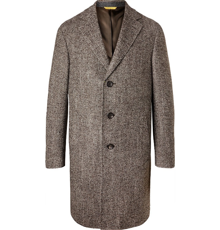Photo: Canali - Wool-Blend Herringbone Overcoat - Brown