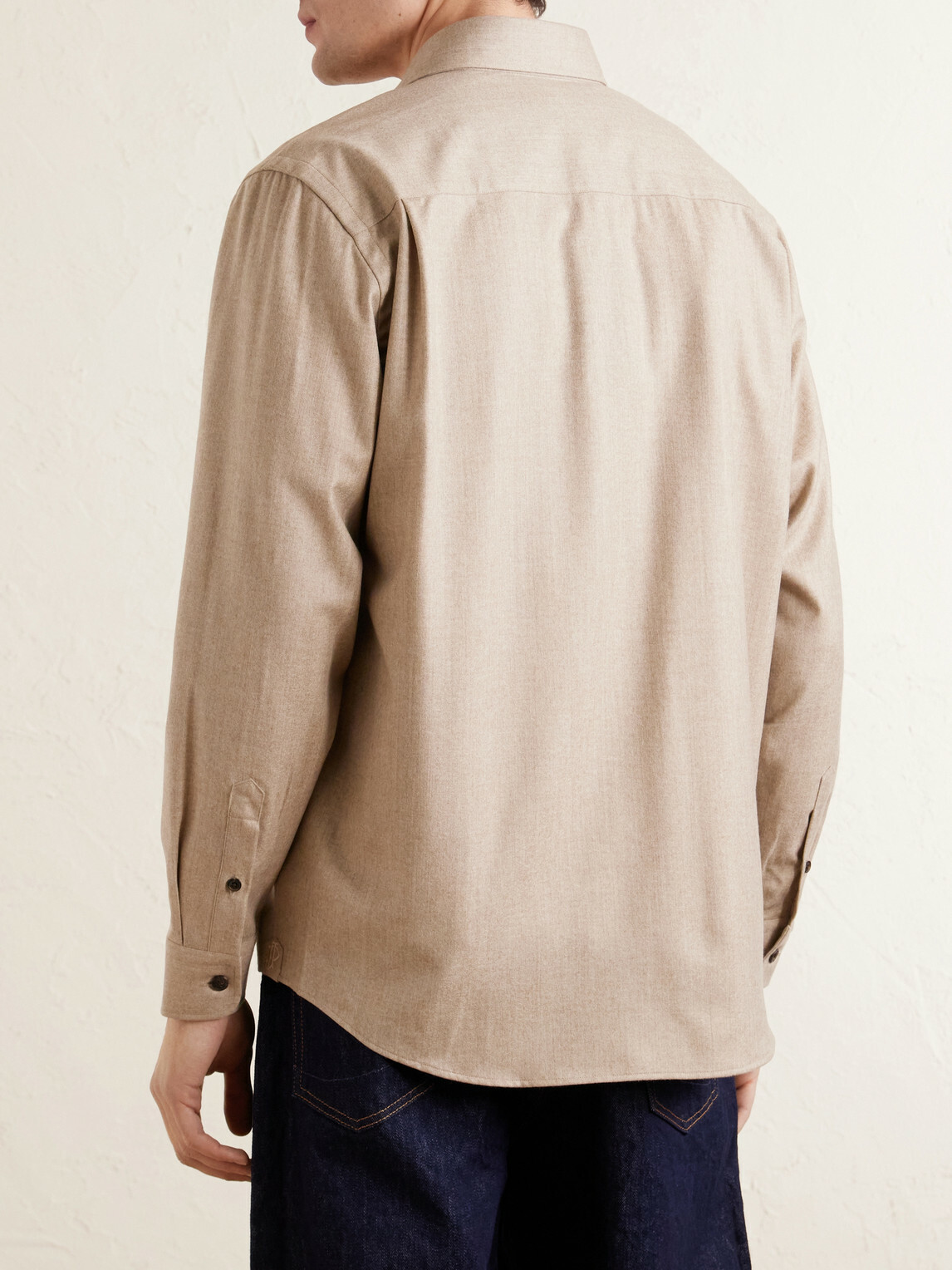 Purdey - Cutaway-Collar Wool and Cashmere-Blend Shirt - Neutrals