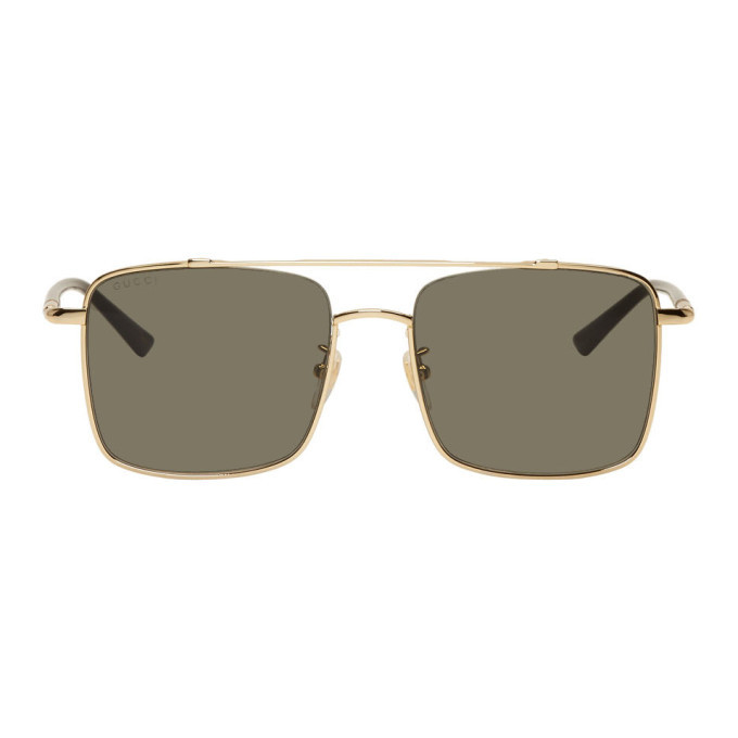 Photo: Gucci Gold Metal Square Double Bridge Sunglasses