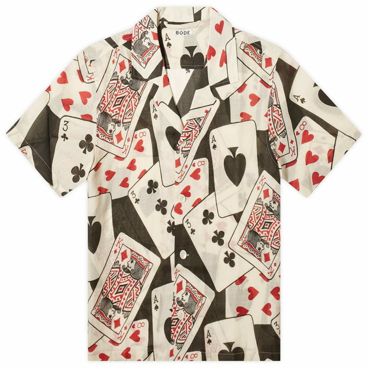 Photo: BODE Men's Ace Of Spades Vacation Shirt in Black/Multi
