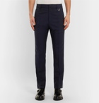 Valentino - Navy Slim-Fit Stripe-Trimmed Wool and Mohair-Blend Trousers - Men - Navy